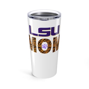 LSU moederbeker 20 oz, tijgers moeder drinkgerei, Moederdag, afstudeercadeau, gamedagaccessoire, LSU-merchandise