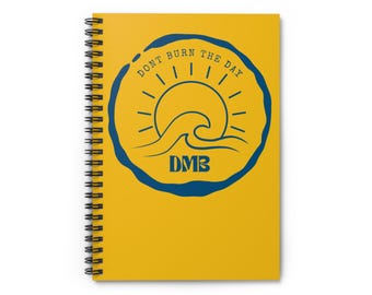 Caderno espiral com linhas, inspirado no sol e nas ondas do Don't Burn the Day Pig DMB.