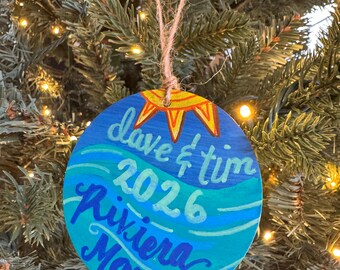 Dave and Tim Riviera Maya Mexico 2026 Swag Ornament Gift One of a kind Handpainted Dave Matthews Tim Reynolds