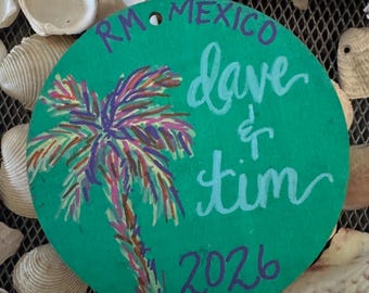 Enfeite de Natal Dave e Tim Riviera Maya México 2026 - Peça Única - Pintado à Mão - Dave Matthews e Tim Reynolds