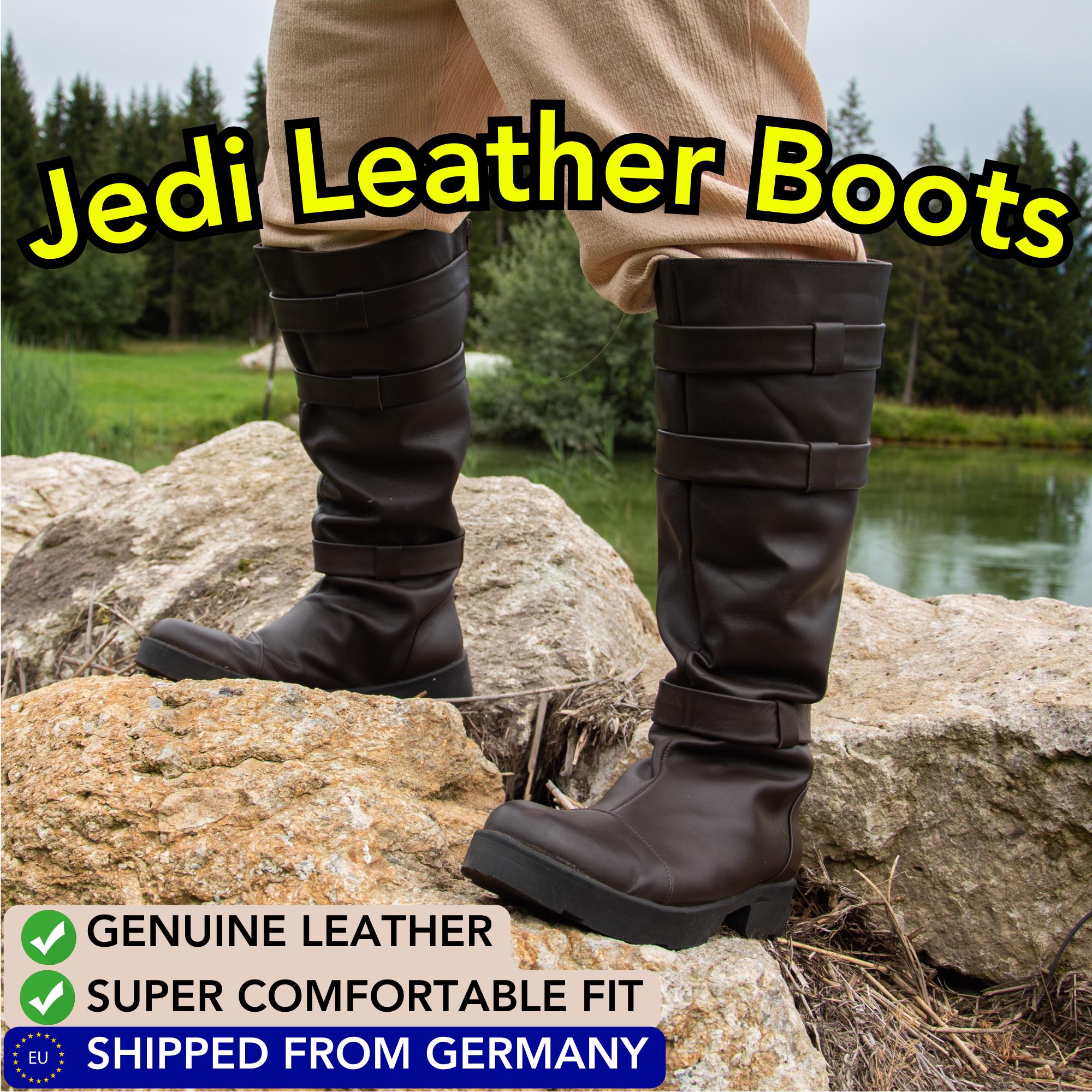 Jedi Boots | Brown Genuine Leather | Handmade, Comfortable & High-Quality Cosplay Costume | Movie-Accurate | Hidden Zipper | Sci-Fi Fantasy