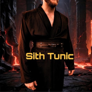 Sith Cosplay Kostuum – Zwarte Handgemaakte Sith Tuniek | Filmgetrouwe Sci-Fi Cosplay | Duistere Kant