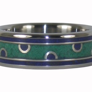 Lapis Malachite and Sterling Silver Titanium Ring
