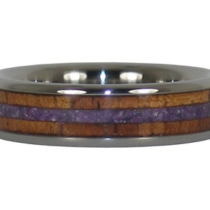 Purple Sugilite and Hawaiian Koa Wood Ring