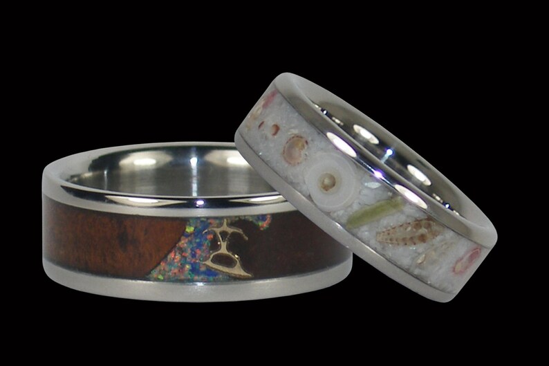 Beach Wedding Ring Set With Surfer and Sea Shells Etsy