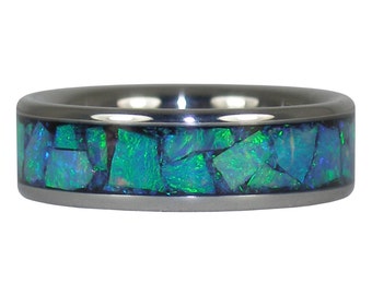 Green Australian Opal Titanium Ring