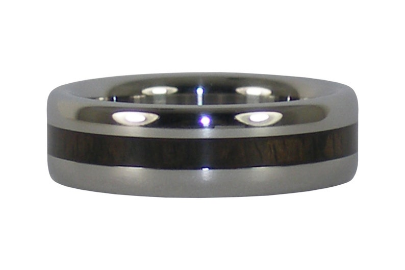Black Wood Thin Inlay Titanium Ring Black Wood Thin Inlay Titanium Ring