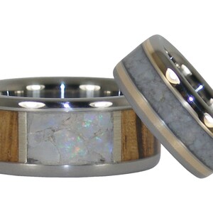 Opal Ring Set with Zebra Wood and Gold