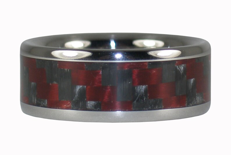 Red Carbon Fiber Titanium Ring Etsy