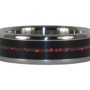 Red Opal and Black Wood Ring