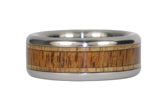 Hawaiian Koa And Mango Wood Titanium Ring Etsy