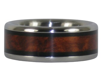 Blackwood and Amboyna Titanium Ring