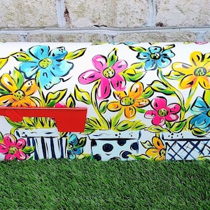 Colorful Flower Whimsical Mailbox, Hand Painted Mailbox, Decorative Mailbox, Cute Gift