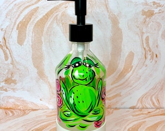Cat and frog mason jar soap dispenser