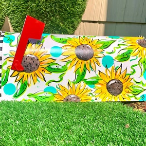 Sunflower Whimsical Mailbox, Hand Painted Mailbox, Decorative Mailbox, Cute Gift