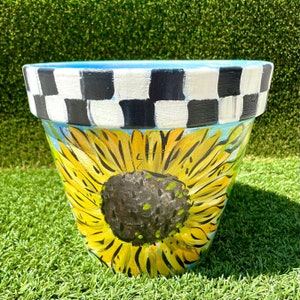 Large Sunflowers - 4, 6, 8, 10" Flowerpot, Hand Painted Pot, Colorful Terracotta Planter, Whimsical Garden Pot, Outdoor Decor, Gift Idea