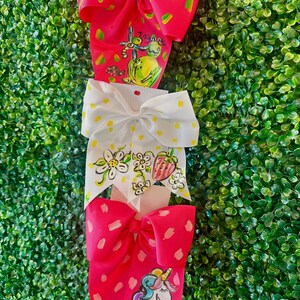 Hand Painted Hair Bow – Whimsical Designs, 3-inch Ribbon image 7
