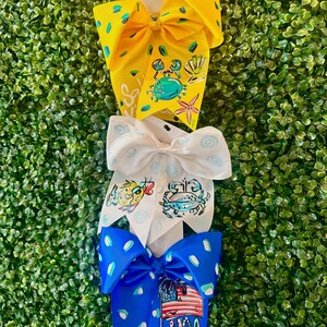 Hand Painted Hair Bow – Whimsical Designs, 3-inch Ribbon image 2