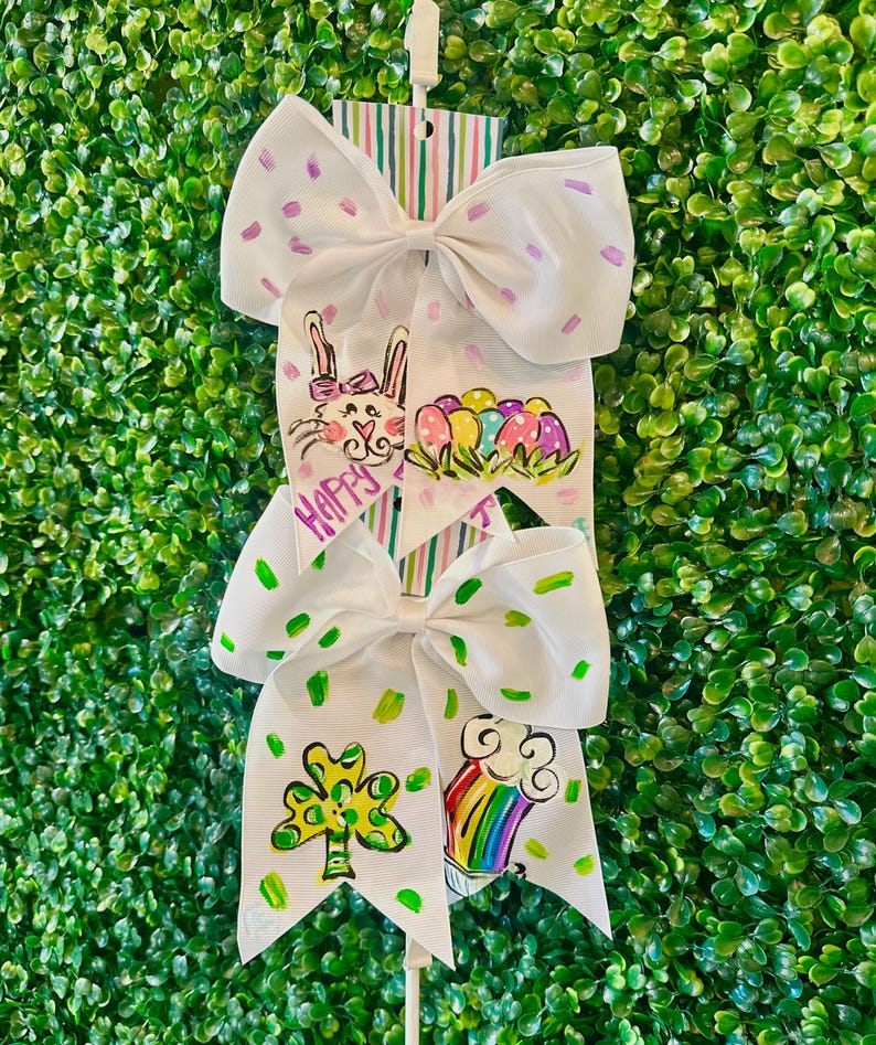 Hand Painted Hair Bow – Whimsical Designs, 3-inch Ribbon image 4
