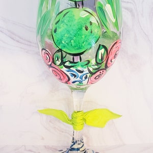 Spring Topiary Bunny Rabbit, Hand Painted Wine Glass, Easter Wine Glass, Whimsical Wine Glass, Perfect Gift image 2