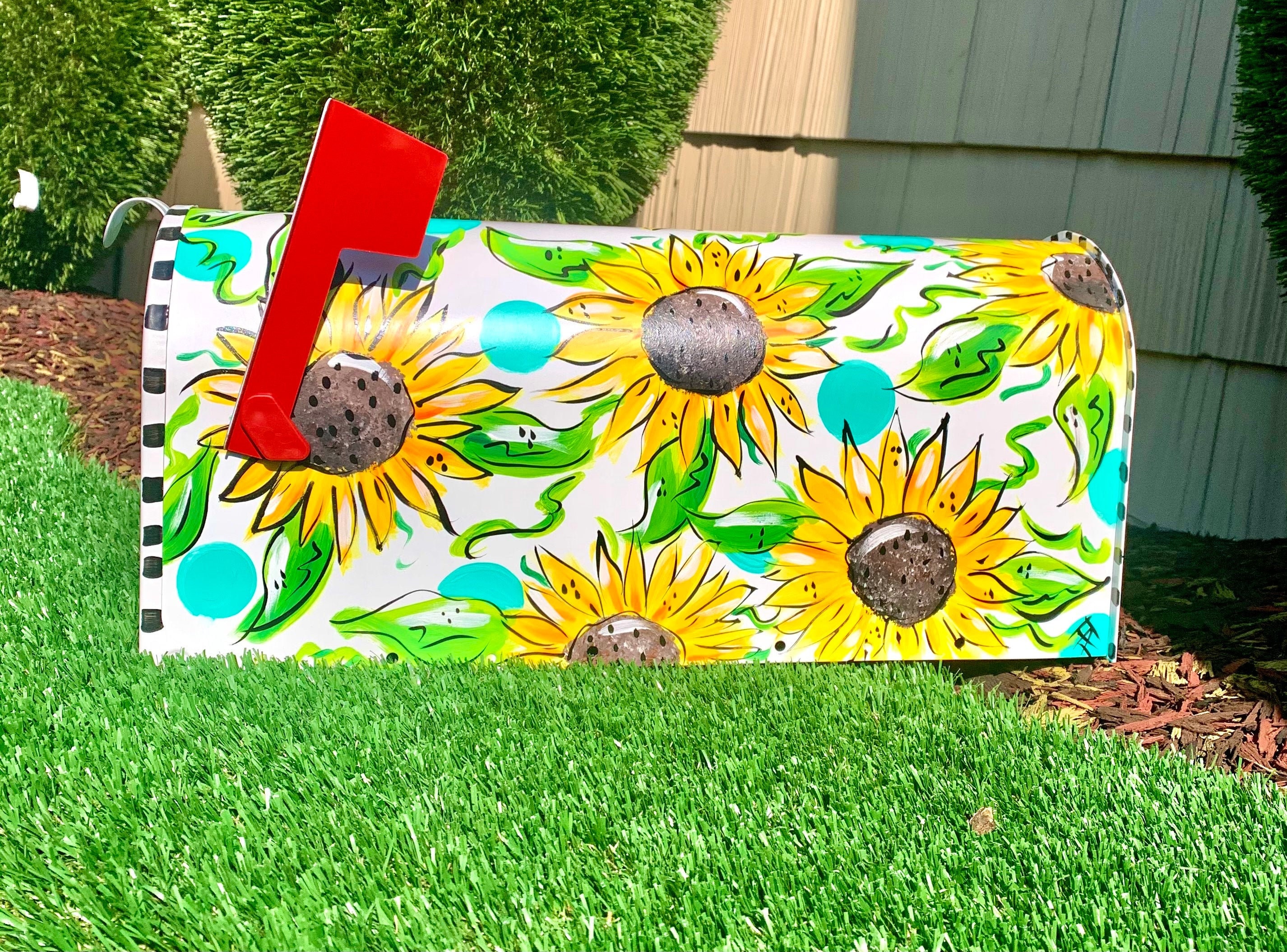 Sunflower Mailbox Hand Painted Mailbox Whimsical Mailbox Etsy