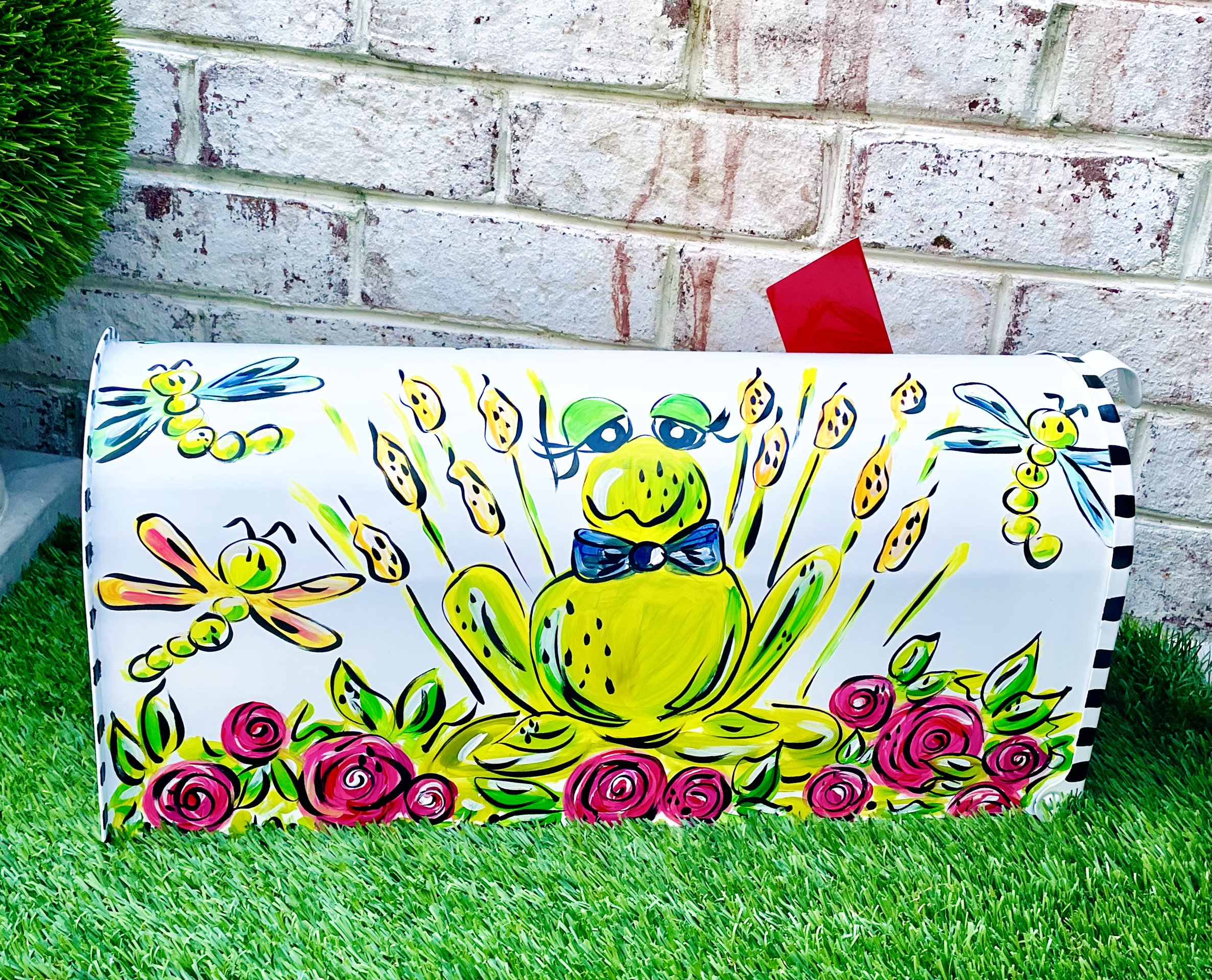 Frog In Mail Box Floral Frog Whimsical Mailbox, Hand Painted Mailbox, Decorative Mailbox ...