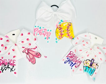 Hand Painted Bows- Hairbows- Sports bows