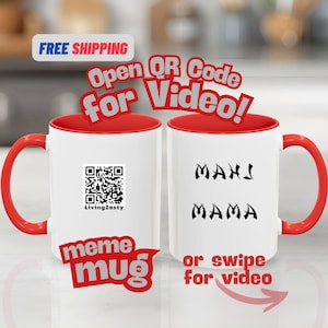 Mahj Mama Coffee Mug a QR Code Links Video of Mahjong Shuffle "Wash"