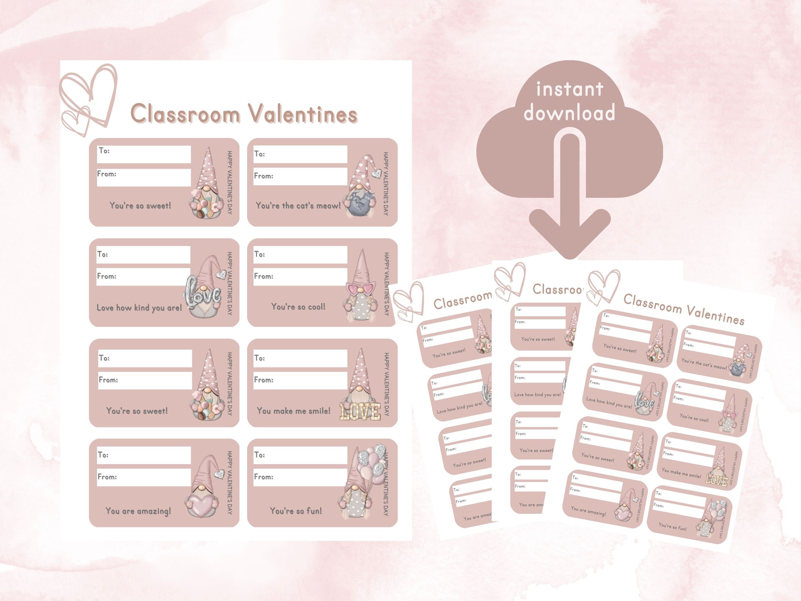 Classroom Valentines, Printable Valentines for the Classroom, Kids ...
