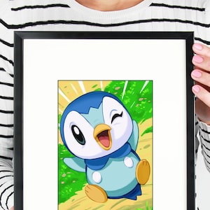 Piplup Digital Print Art Poster A4 for children&#39;s room, nursery