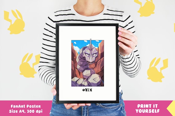 Onix Pokemon Digital Print Art Poster A4 for Children's 