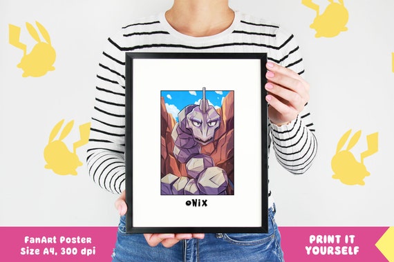 Onix Pokemon Digital Print Art Poster A4 for Children's 