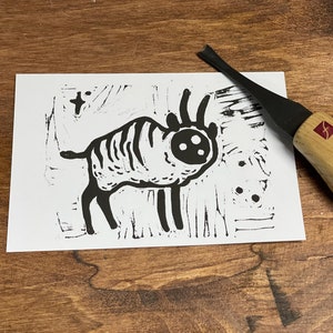 Hollow Knight Inspired Linocut Art Print | Celestial Creature Artwork | Unique Wall Decor for Gamers & Fans