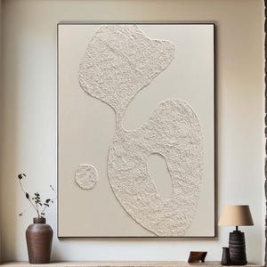 Beige 3D Textured Wall Art, Beige Minimalist Textured Painting on Canvas, Earthy Tones Plaster Painting, Modern Minimalist Textured Wall Art