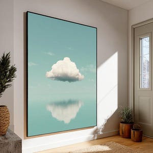 Sage Green Cloud Wall Art Abstract Sky Wall Painting Cloud Minimalist Painting Sage Greem Textured Wall Art vintage-tyle painting Home decor