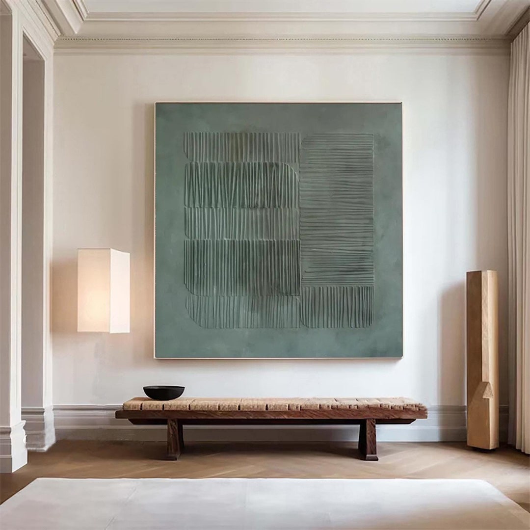 Green Abstract Wall Art, Green Textured Wall Art, Green Minimalist