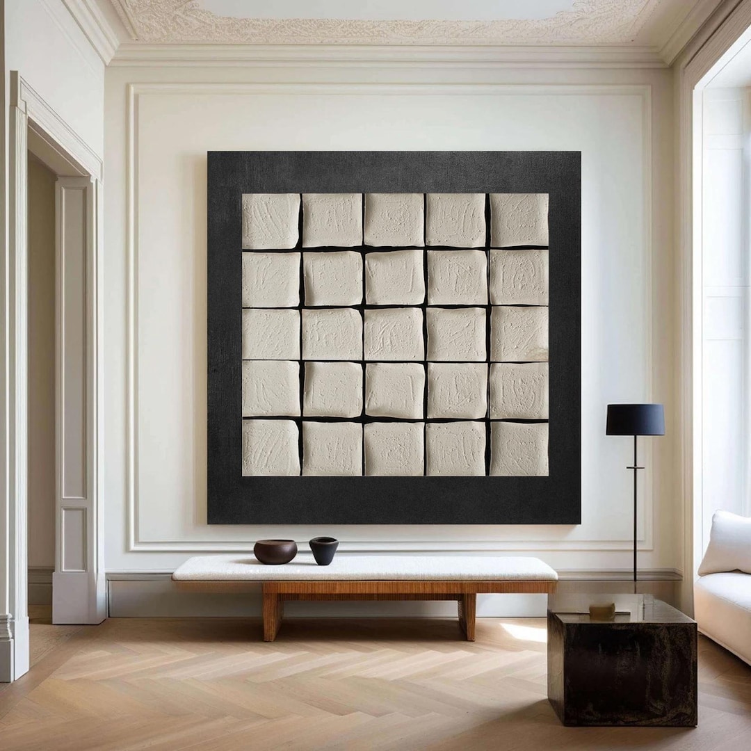 Black Framed Texture Canvas Painting: Minimalist Wabi Sabi Wall Art - Etsy