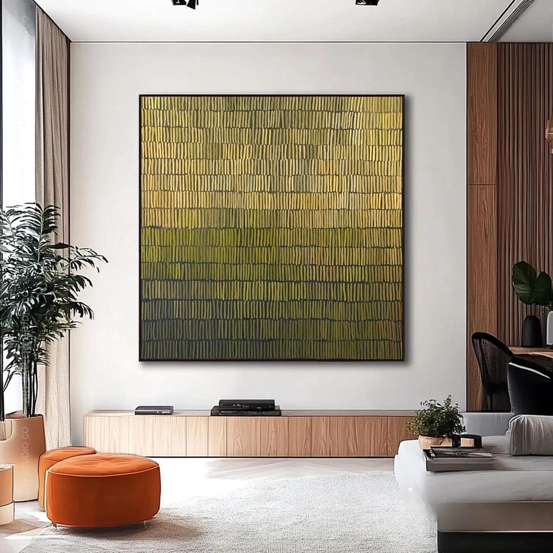Green Wabisabi Textured Wall Art Minimalist Abstract Canvas Painting