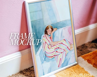 Pastel Wall Art Mockup 5x7 Ratio Wall Art Mockup Colorful Frame Mockup Framed Poster Mockup Modern Pop Art Mockup Poster Template PSD Din A