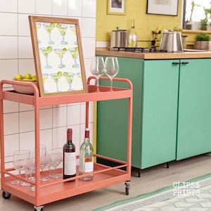 DIN A 5 x 7 verticale mockup bar winkelwagen frame mockup poster mockup framesjabloon muurkunst mockup martini muur decor barwagen poster mockup
