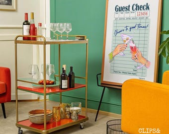 Bar Cart Frame Mockup Poster Mockup Frame Template Cocktail Poster Wall Art Martini Wall Decor Bar Cart Poster | DIN A 5x7 Mockup Photoshop