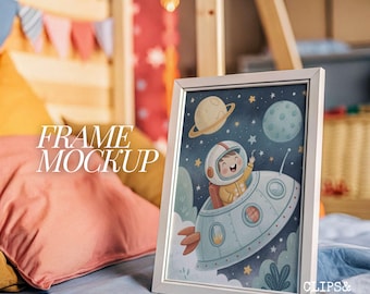 Nursery & Kids Room Frame Mockup Aesthetic Frame Mockup Kids Room Mockup Poster Frame Mockup PSD File Nursery Frame Wall Art Mockup 5x7 ISO
