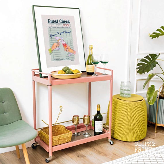 DIN A 5x7 Ratio Vertical Mockup Bar Cart Frame Mockup Poster Mockup Frame Template Wall Art Mockup Martini Wall Decor Bar Cart Poster