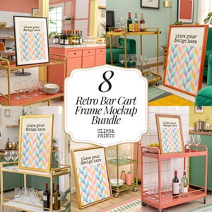 Barwagen Rahmen Mockup Bundle Rahmen Mockup Pack Rahmenvorlage Cocktail Poster Wandkunst Martini-Wand-Dekor Barwagen Poster | DIN A 13x18 Mockup