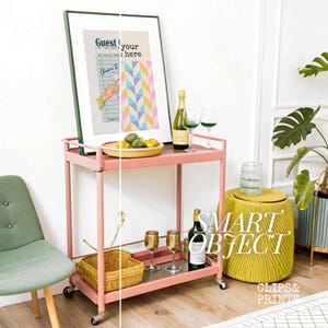 DIN A 5x7 Ratio Vertical Mockup Bar Cart Frame Mockup Poster Mockup Frame Template Wall Art Mockup Martini Wall Decor Bar Cart Poster