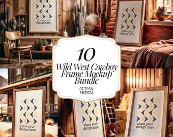 Western Cowboy Frame Mockup Bundle Frame Mockup Pack PSD File Frame Template Modern Cowboy Poster Wall Art Wild West Cowboy Wall Decor