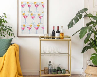 Bar Cart Poster Mockup Wall Art Mockup Bar Cart Frame Mockup DIN A 5x7 Ratio Vertical Mockup Poster Mockup Frame Template Martini Wall Decor