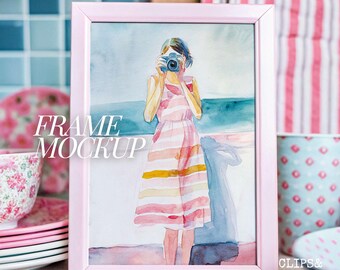 Colorful Frame Mockup Pastel Wall Art Mockup Modern Framed Poster Mockups Pop Art Mockup Home Interior Poster Template PSD Din A 5x7 Ratio