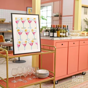 Barwagen frame mockup poster mockup framesjabloon muur kunst mockup martini muur decor barwagen poster | Verticale mockup met een verhouding van 5 x 7, DIN A
