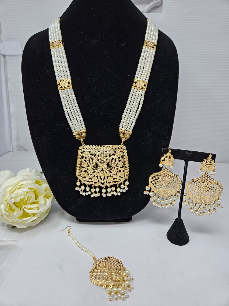 Elegant Faux Pearl Mala Set with Pearl Kangan & Earrings (DZ16375) main image 1